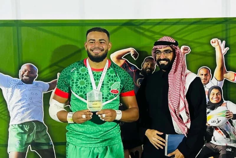 نسيم يتألق في بطولة العرب للرغبي السباعي.