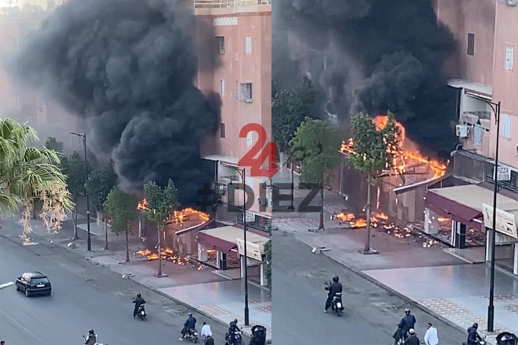 فيديو .. يا ربي السلامة : لحظة اندلاع حريق بمحل تجاري بشارع الاحباس