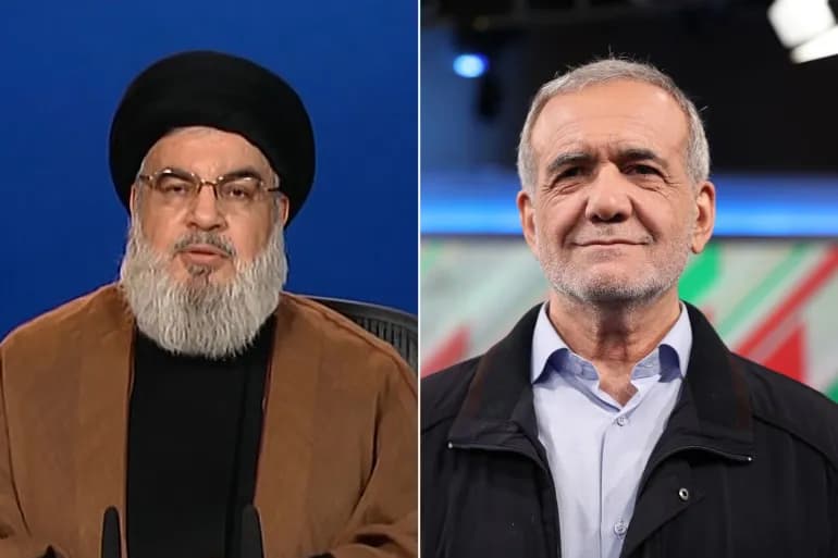 في رسالة لنصر الله.. بزشكيان يؤكد دعم بلاده لحزب الله