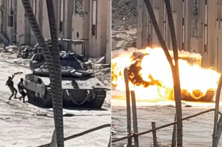 "مشهد جريء".. صدى تفجير مقاومَين لدبابة إسرائيلية برفح يدوي بين المغردين