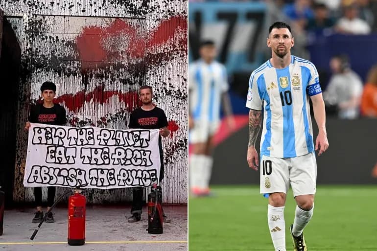 نشطاء المناخ يشوهون قصر ميسي في إسبانيا