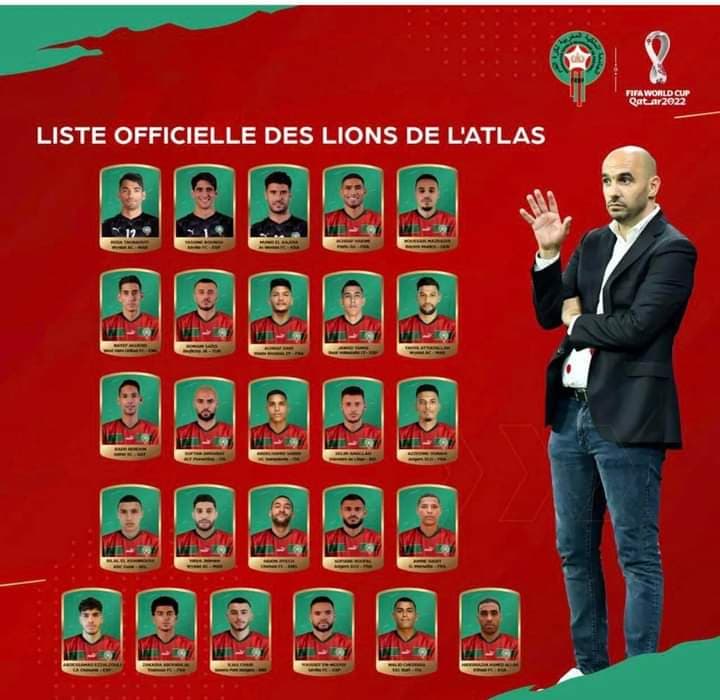 اللائحة النهائية للمنتخب الوطني التي ستخوض مباريات كأس العالم "قطر "2022