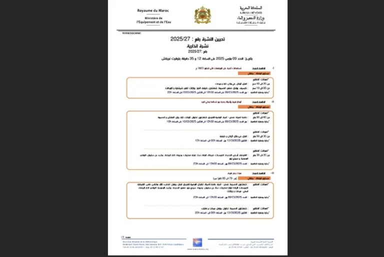 نشرة جوية إنذارية